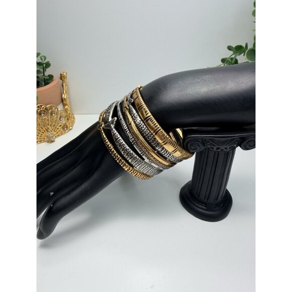 ZARA Fish Design Bangle Bracelets Set Of 6 Gold And Silver Tone - Picture 2 of 7